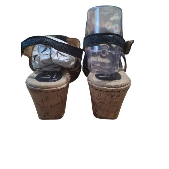 B.O.C. Born Women's size 8M Wedge Cork Heel Black Sandal Summer Boho Strappy - Picture 2 of 12